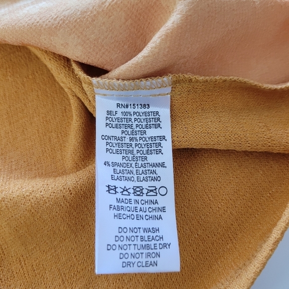 Current air Los Angeles mustard ruffled chiffon floral peasant top - Picture 3 of 9